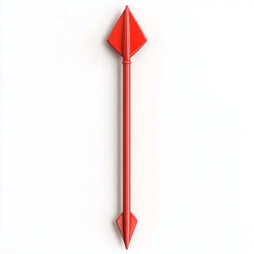 3D red arrow on flat white background, isolated clipart