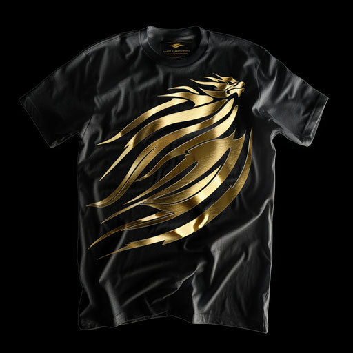 Luxury t shirt logo design with gold foil background, elegant design
