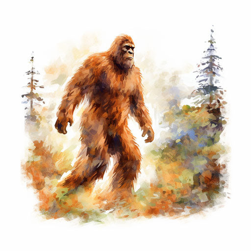 Bigfoot clipart in the style of Impressionistic Art