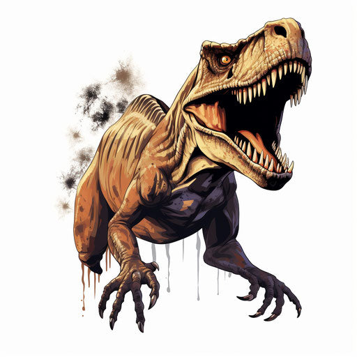 T-rex illustration in the style of Chiaroscuro Art, on white background