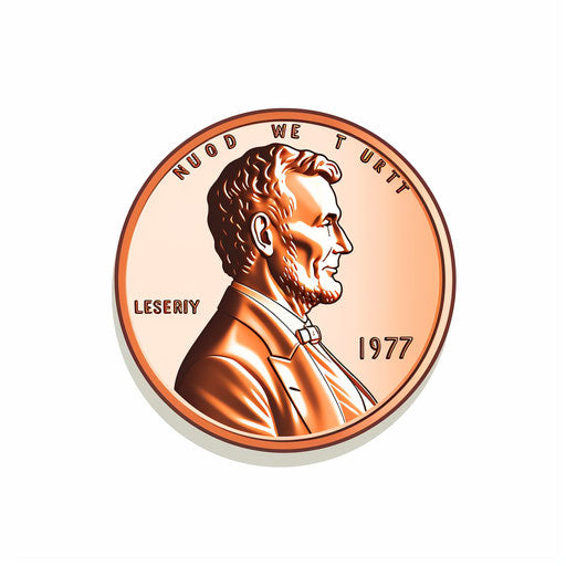 Minimalist penny illustration, on a white background