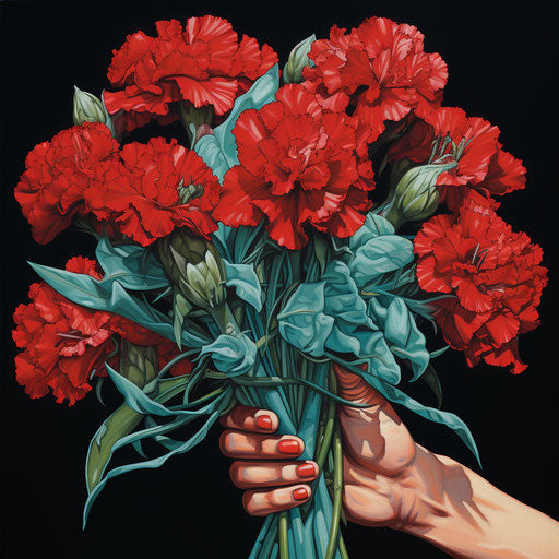 Red Carnations Christmas Bouquet