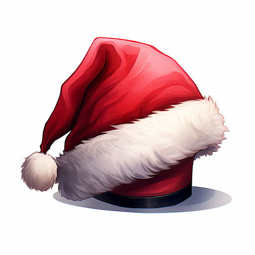 Santa hat clipart in the style of Chiaroscuro Art, on white background