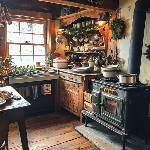 1940s farmhouse kitchen at Christmas