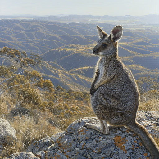 At the summit, the Rock Wallaby under the scorching sun