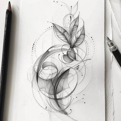 Elegant sketch of a Fibonacci pattern with delicate curves and soft gradients