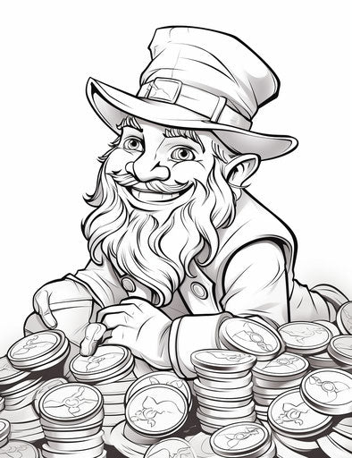 Leprechaun coloring pages for kids, kawaiipunk style