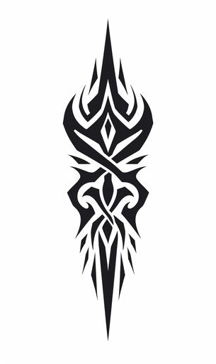Black tribal tattoo on white background, celtic style, bold lines, vibrant color