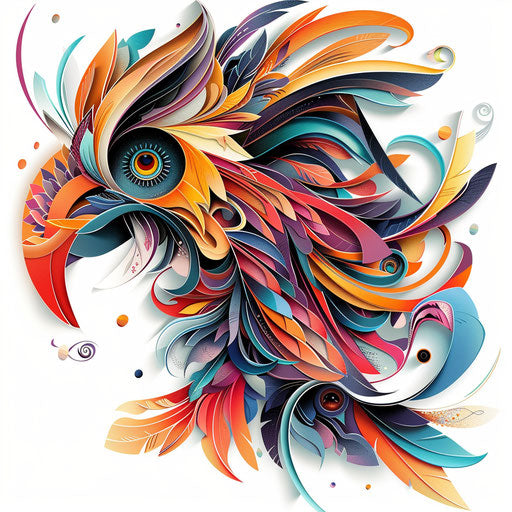 Realistic summary clipart on flat white background, vibrant hues and intricate details