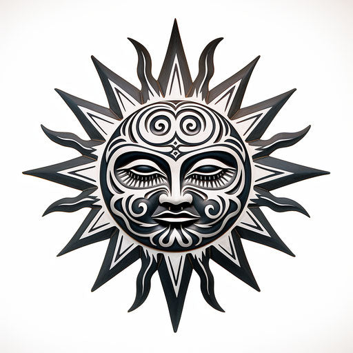 Tribal sun star tattoo in Maori art style