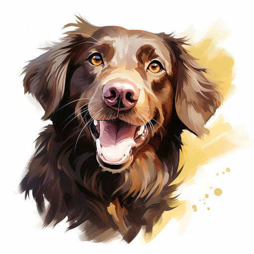 Dog cartoon in the style of oil painting, on white background