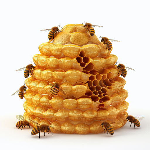 Realistic beehive illustration on white background with highlights