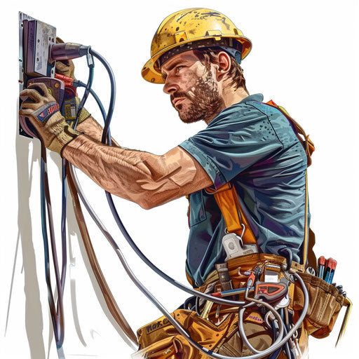 Realistic electrician illustration on flat white background