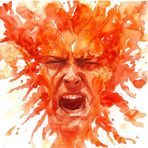 Angry emotion with flames, light red and light orange style