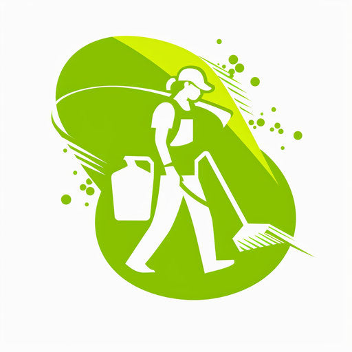 Cleaning company logo in green and white with a minimalist, fresh background