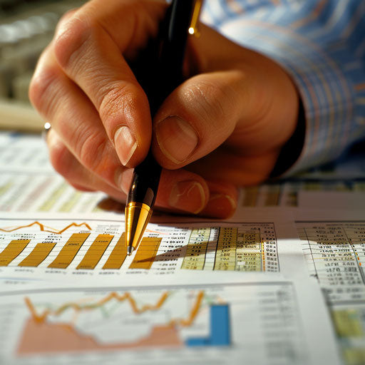 Illustrations of finance depicting the accuracy of a financial analyst's report