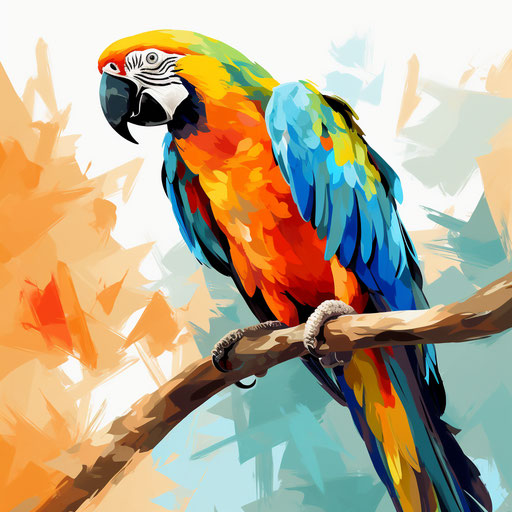 Parrot illustration in the style of Impressionistic Art