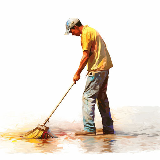 Janitor illustration in the style of Impressionistic Art