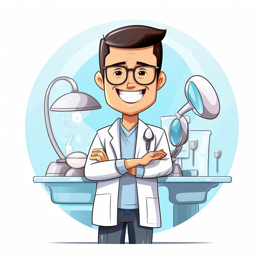 Dentist illustration in the style of Pastel Colors Art, on white background