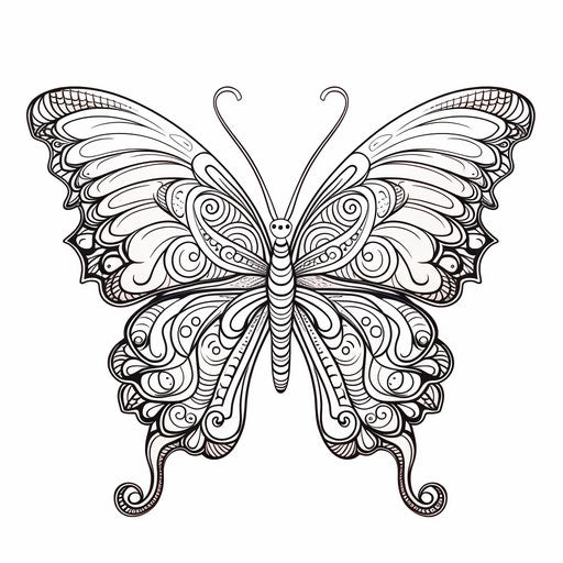 Butterfly coloring page, elegant geometric compositions