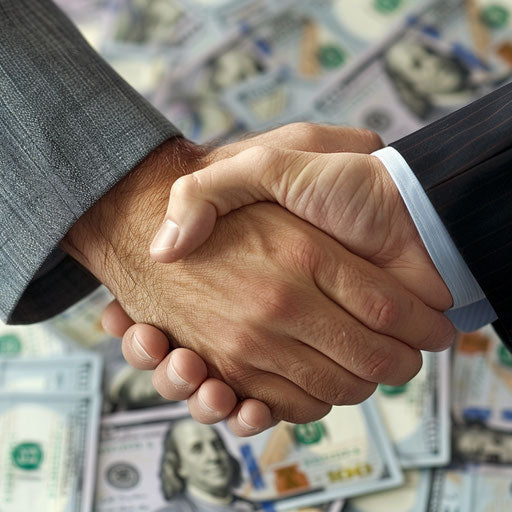 Picture of finance with handshake of two business people
