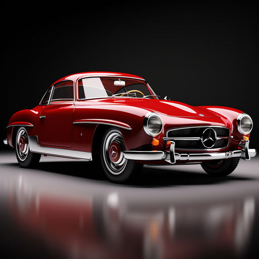 Bright cherry red classic of Mercedes-Benz