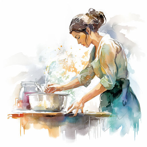 Dishwashing clipart in the style of Impressionistic Art