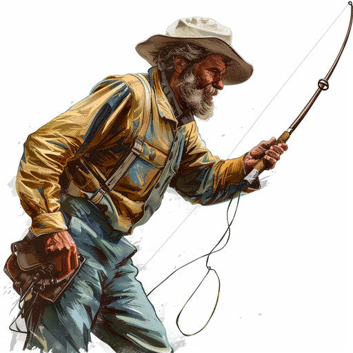 Photo realistic fisherman clipart on white background