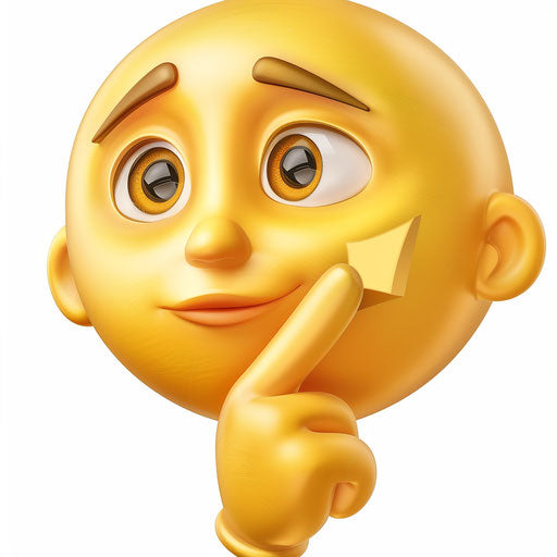 Contemplation emoji with arrow and hand on chin