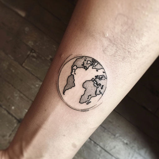 Simple tattoo sketch of a globe in minimalistic art style