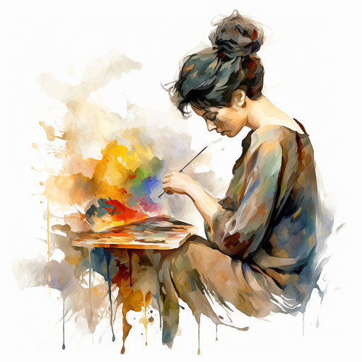 Poetry clipart in oil painting style on white background