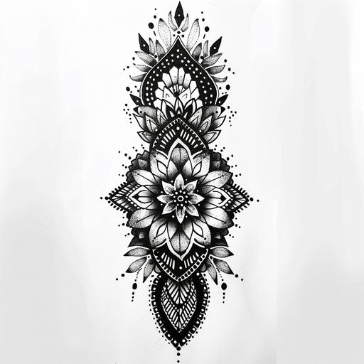 Geometric lace tattoo sketch with intricate patterns