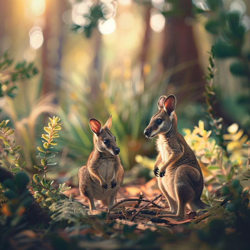 Wallabies in a whimsical forest, Ashraful Arefin style