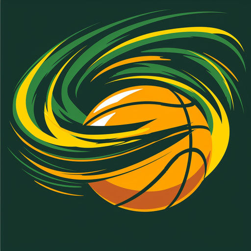 Modern basketball logo with dynamic swoosh on vibrant green background