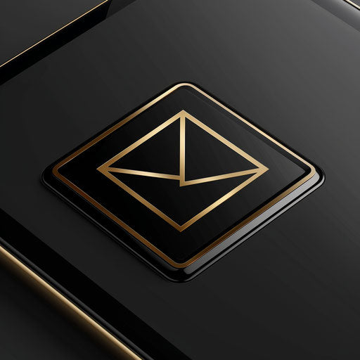 Luxury app logo with black and gold accents on a sleek background
