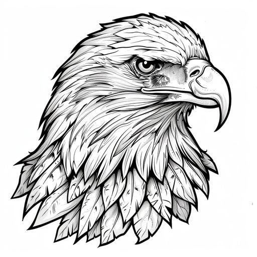 Mexican eagle in sleek flat tattoo sketch style