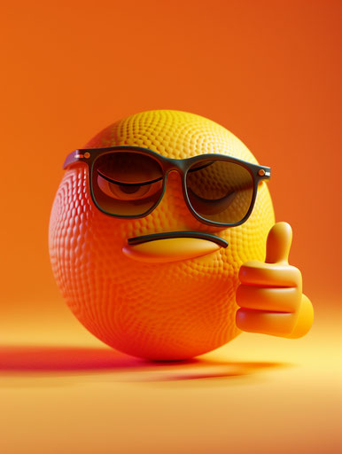Emoji with sunglasses giving a thumbs up and down