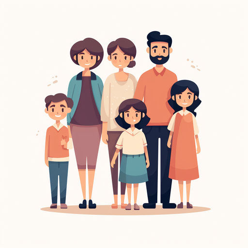 Minimalist family members illustration on white background