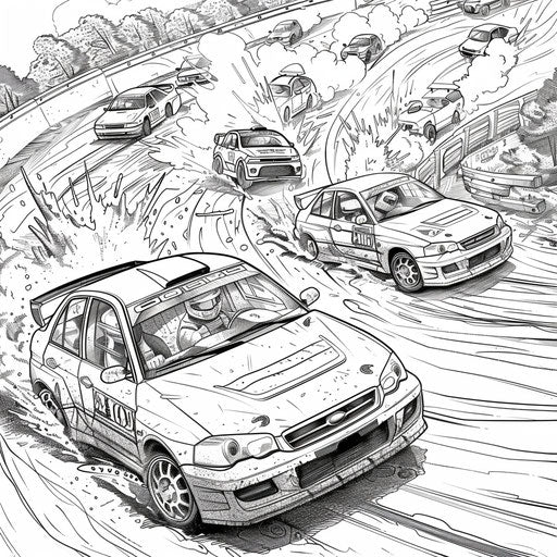 Car rally with multiple competitors