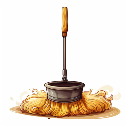 Mop illustration in the style of Oil painting, on white background
