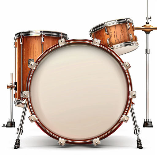 Realistic drum clipart on flat white background