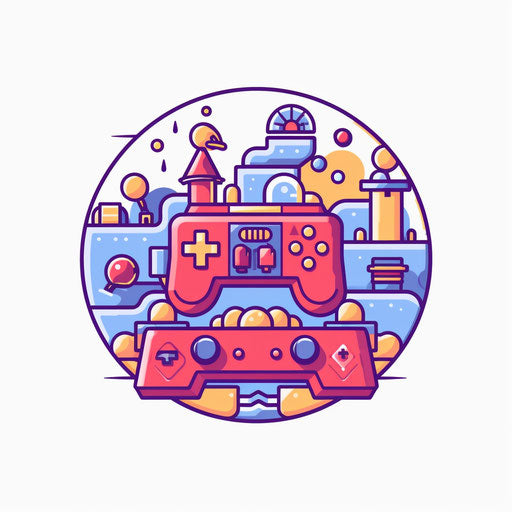 Minimalist style video game clipart on white background