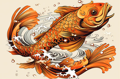 Monstrous surrealism style illustration of koi fish 7