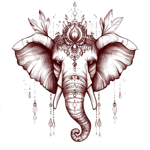 Elegant small elephant tattoo with ornate decorations