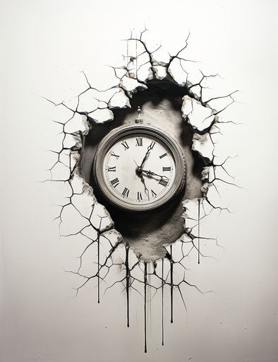 Broken clock displaying signs of damage
