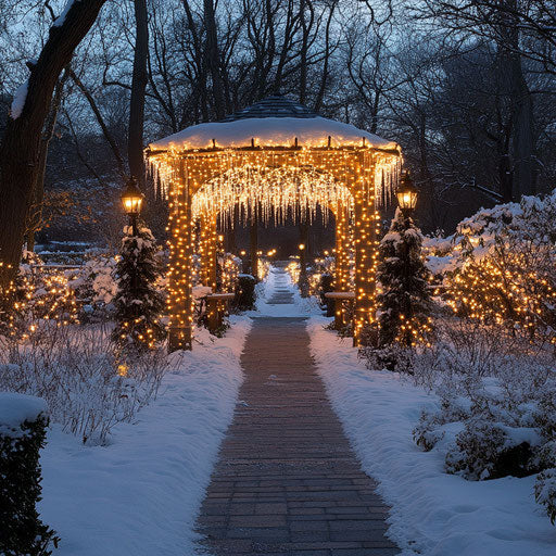 Tranquil garden path with delicate solar-powered lights
