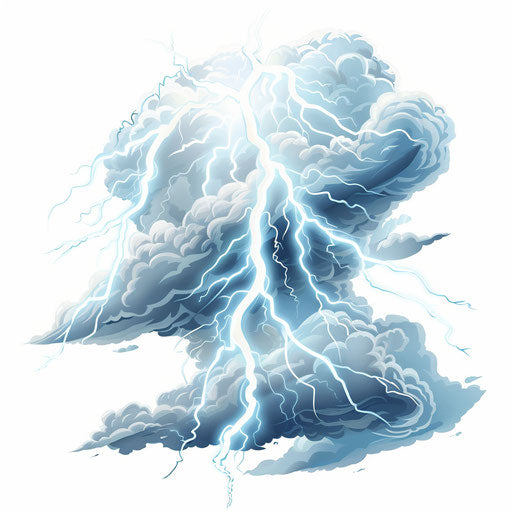 Realistic thunder clipart with flat white background