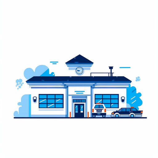 Minimalist police station clipart on white background