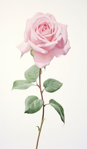 Pink rose simple art watercolor print of beautiful pink rose