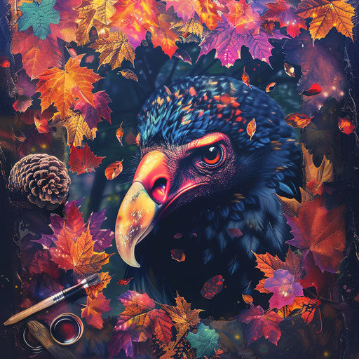 Vulture surrounded by vibrant autumn colors